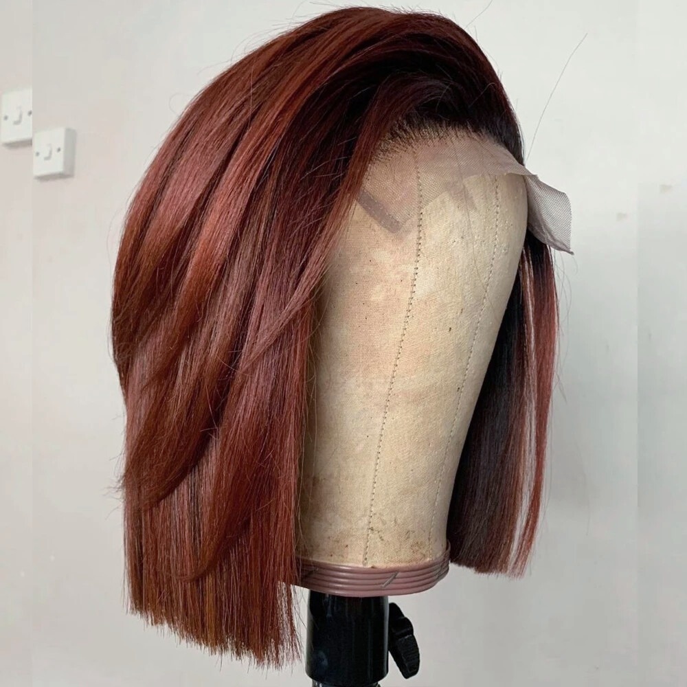 Pre Parted 13X4 Lace Front Bob Wig - Reddish Brown Wig Short Lace Front