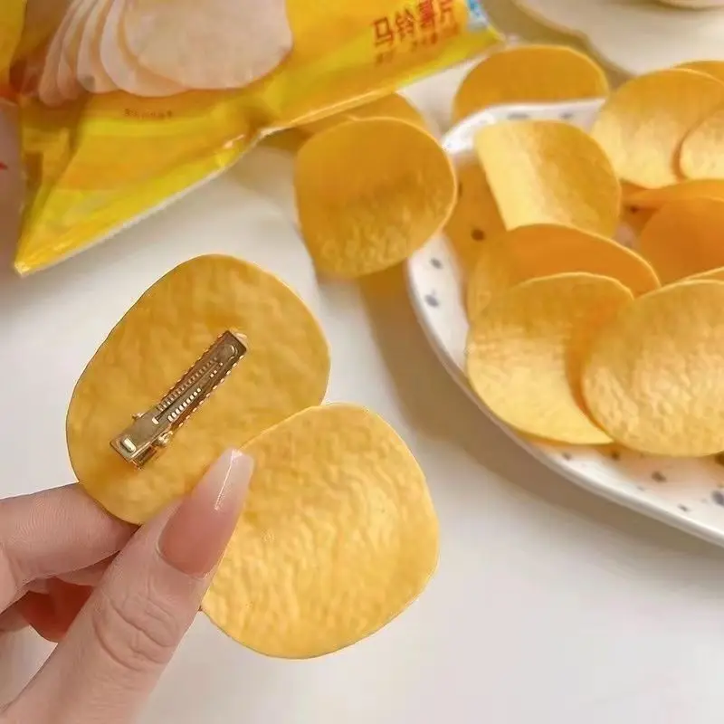Hair Bundles - Funny potato chip hair clip cute
