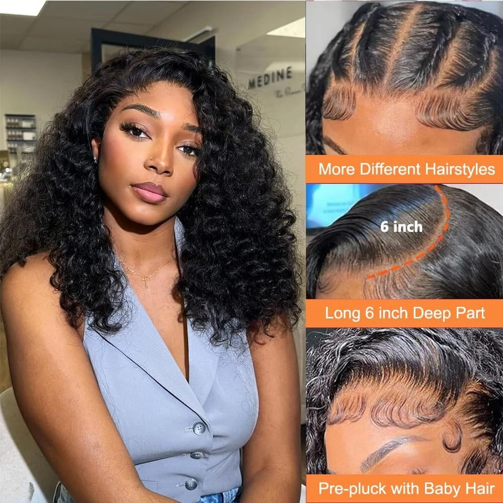 14 16 Inch Curly Deep Wave 13x - Glueless Wear And Go Human Hair Wig ulasan dan harga