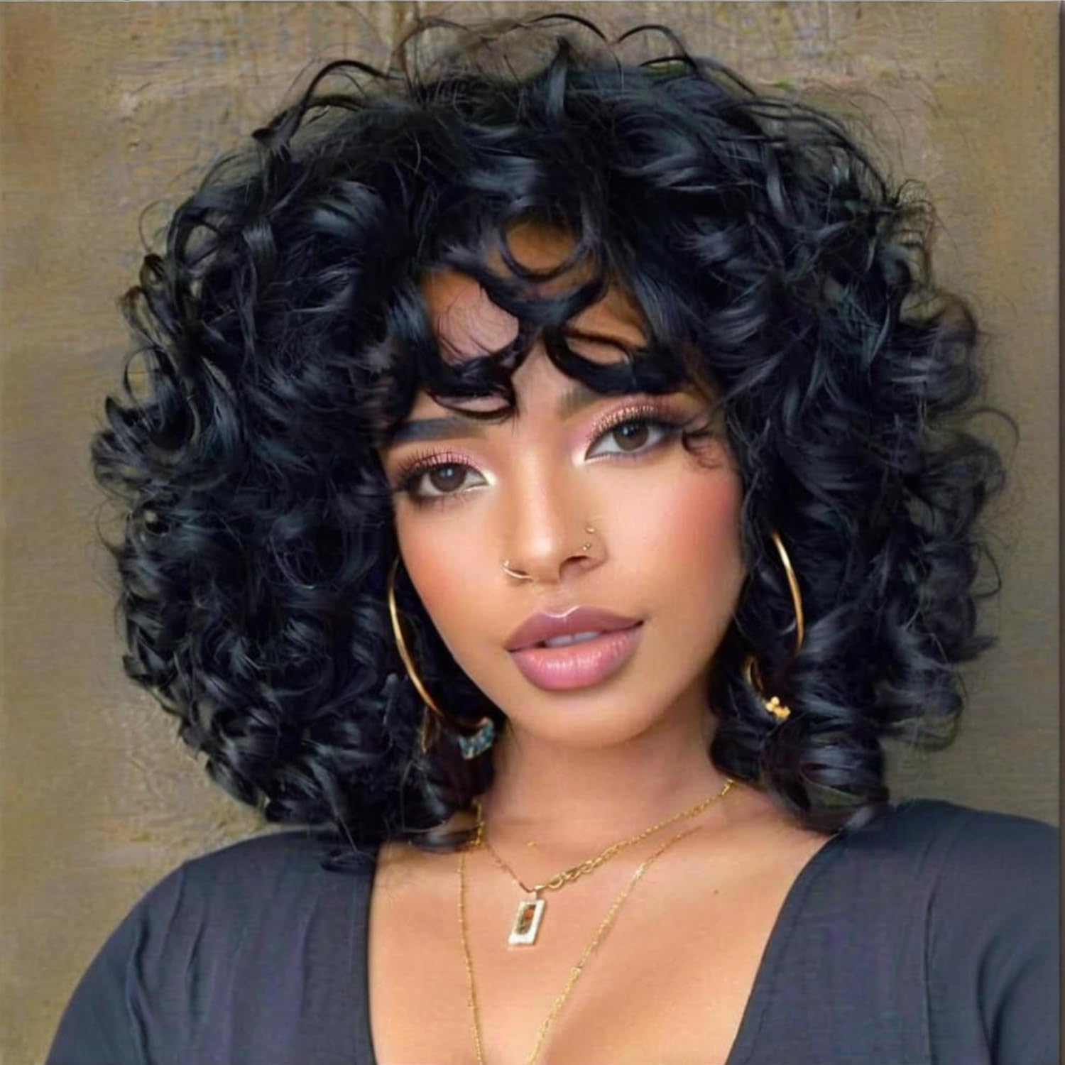 Bouncy Curly Bob Human Hair Wi - Short Pixie Cut Wig Human Hair Cheap ulasan dan harga