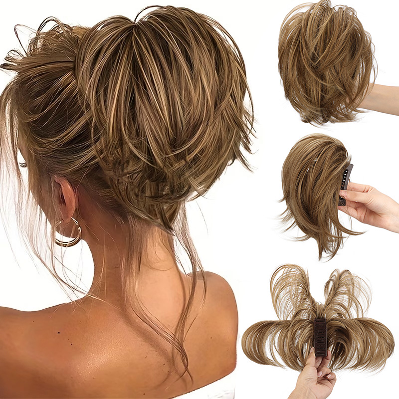 Synthetic Claw Clip Ponytail E - Claw Clip Messy Bun Hair Piece ulasan dan harga