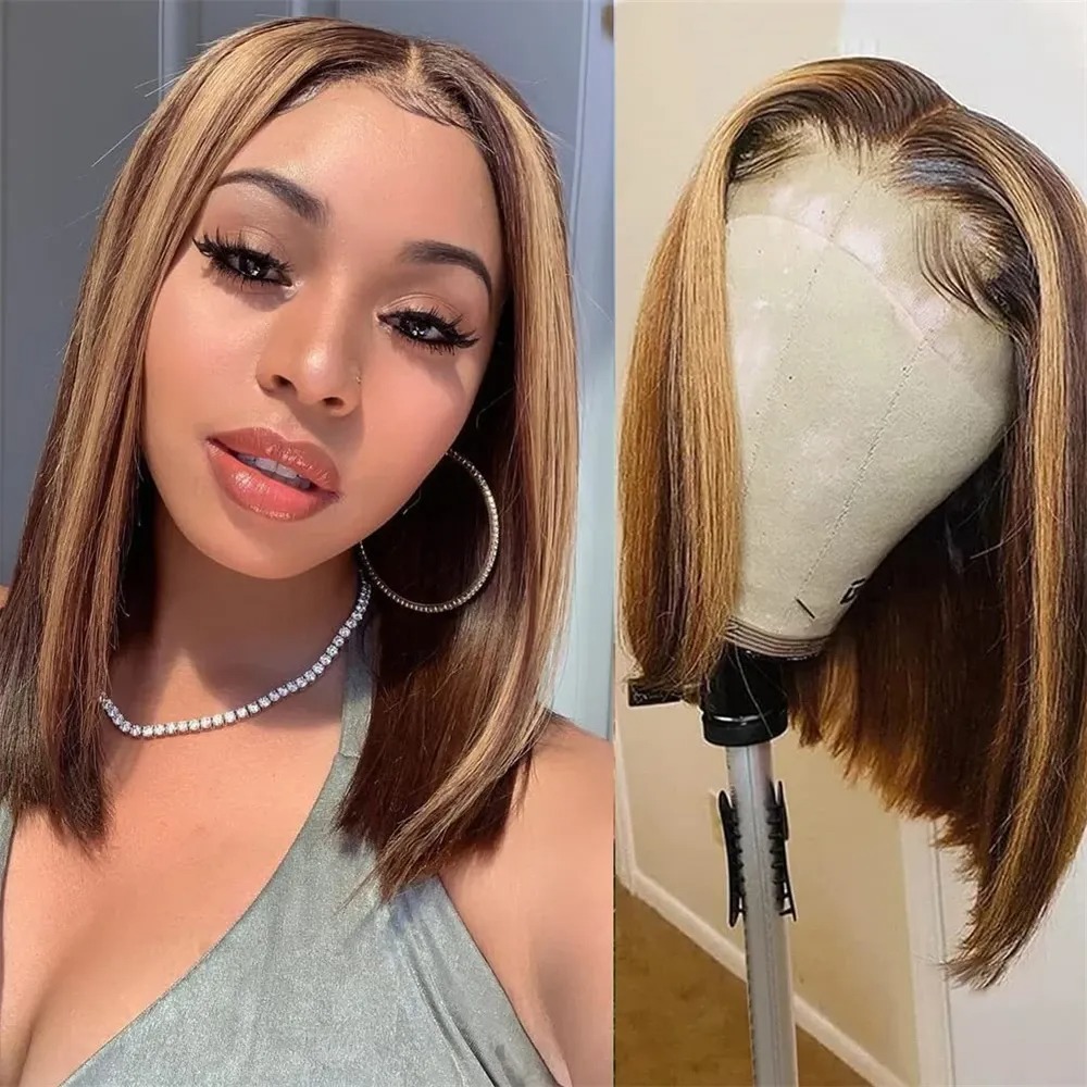 Highlight Blonde Wig Short Lac - Pre Parted 13X4 Lace Front Bob Wig ulasan dan harga