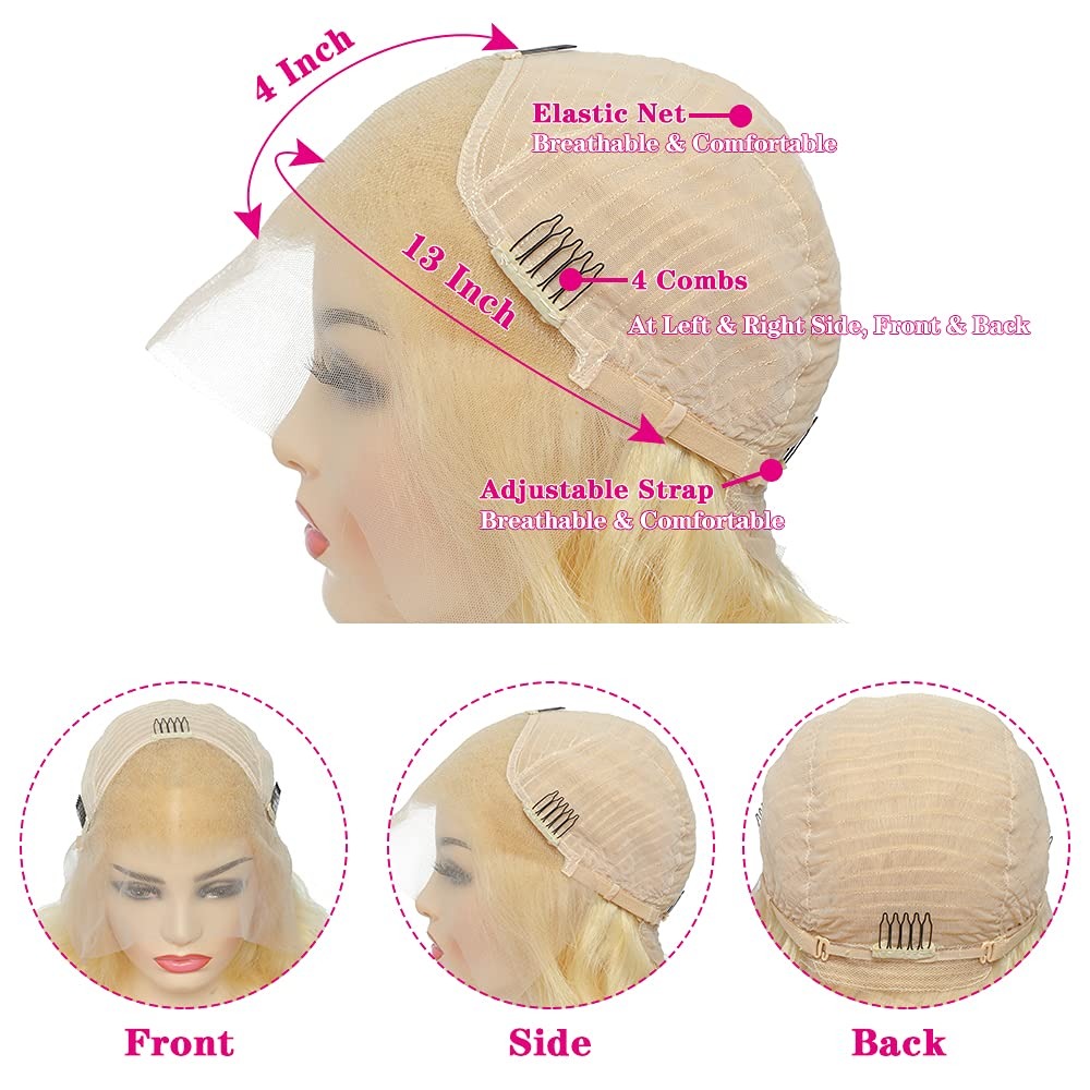 13x4 Lace Front Wig Human Hair - 613 Blonde Body Wave Lace Front Wig ulasan dan harga