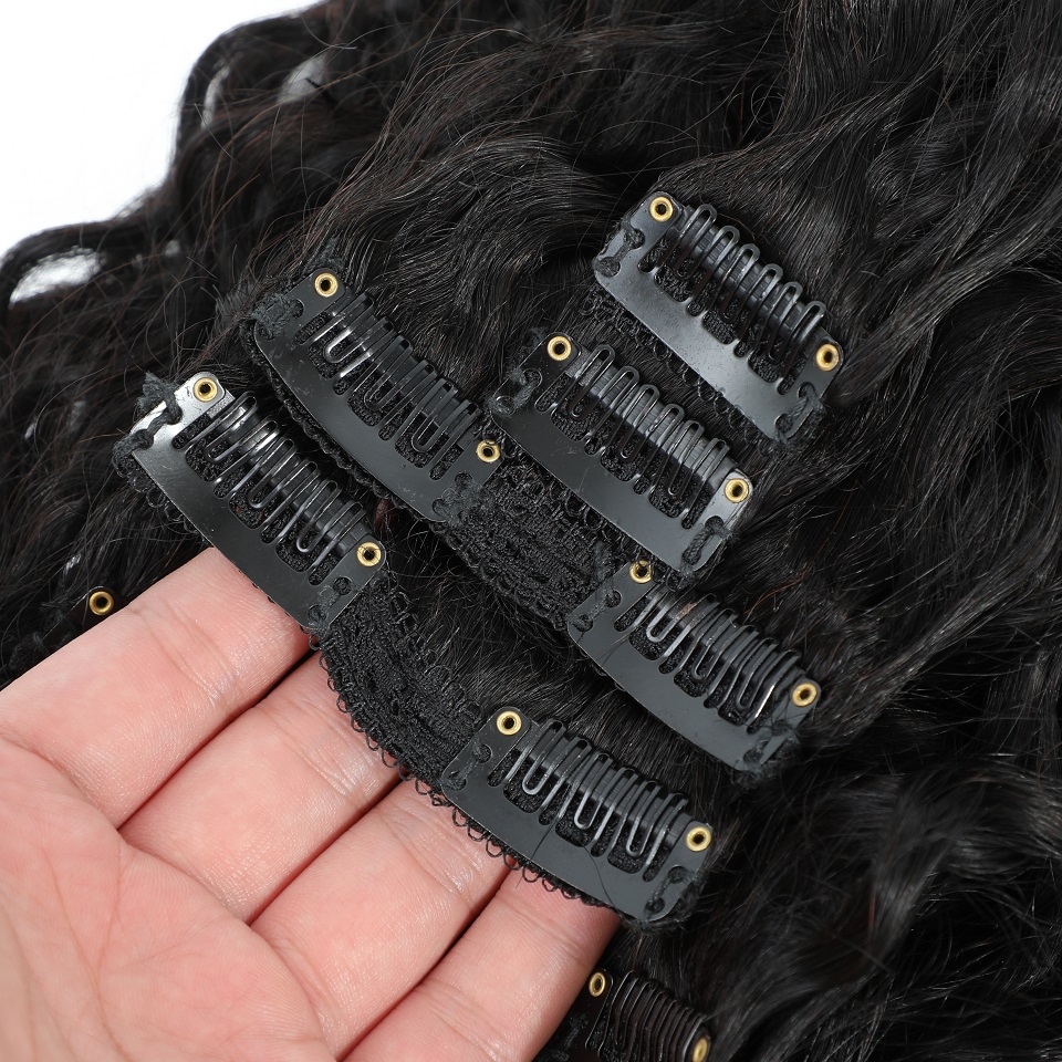 8-24 Inches Water Wave Curly C - Seamless Clip In Hair Extensions Human Hair ulasan dan harga