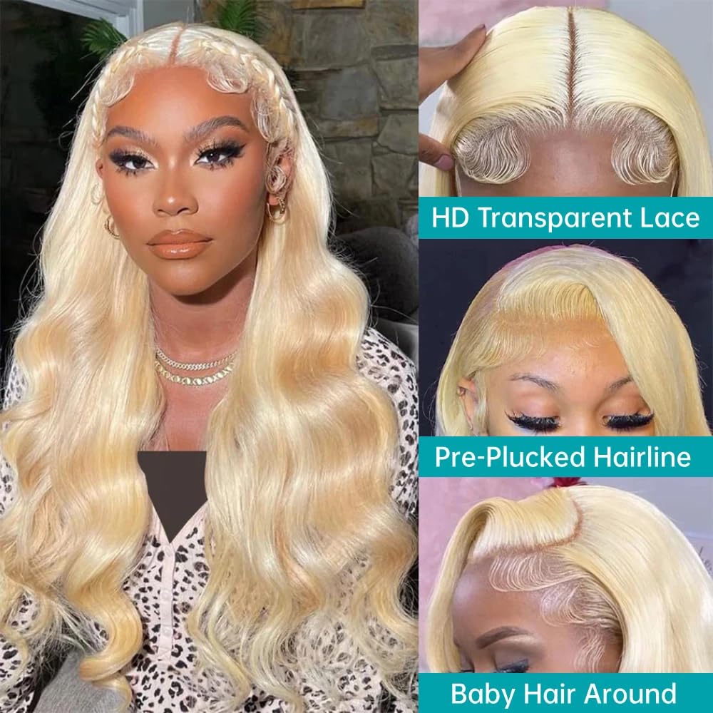 200% Density Straight Silky 61 - 613 Blonde Body Wave Lace Front Wig ulasan dan harga