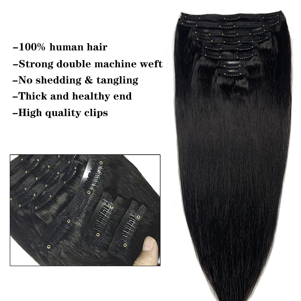 Clip in Hair Extensions Straig - Seamless Clip In Hair Extensions Human Hair ulasan dan harga